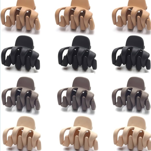 12-Pack Mini Matte Claw Clips | Neutral Aesthetic Hair Clips | Apricot • Black • - Picture 1 of 2